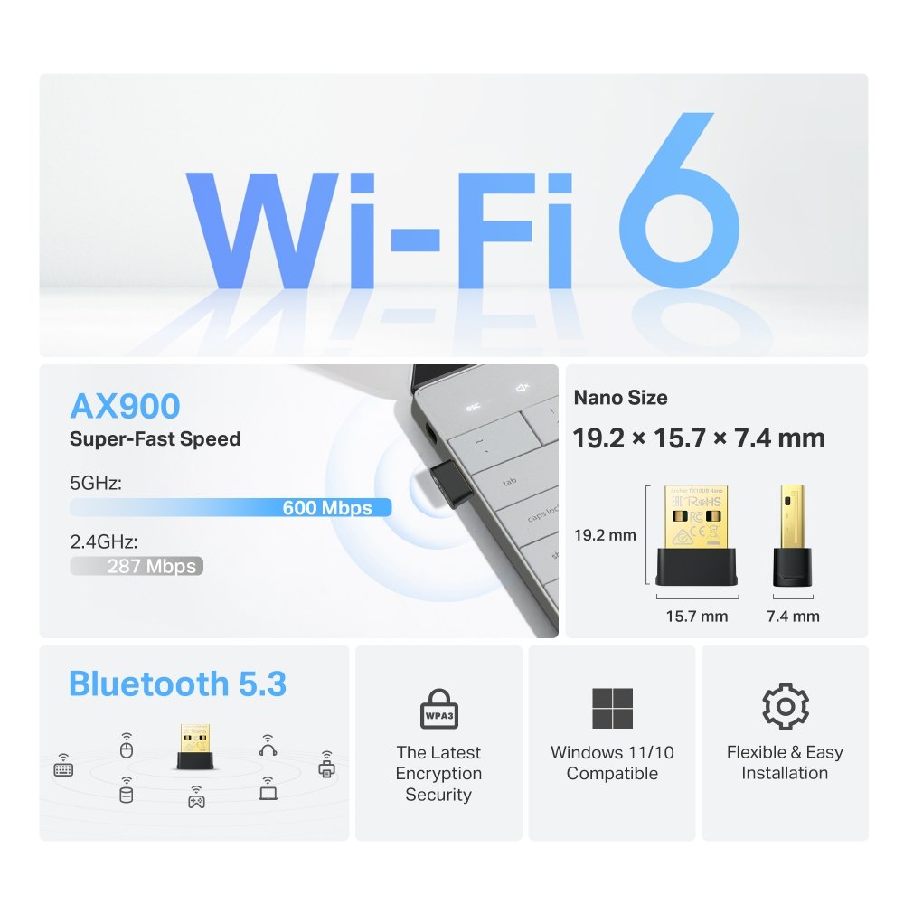 USB WiFi Doble Banda + Bluetooth AX900 Tp-Link - Image 3