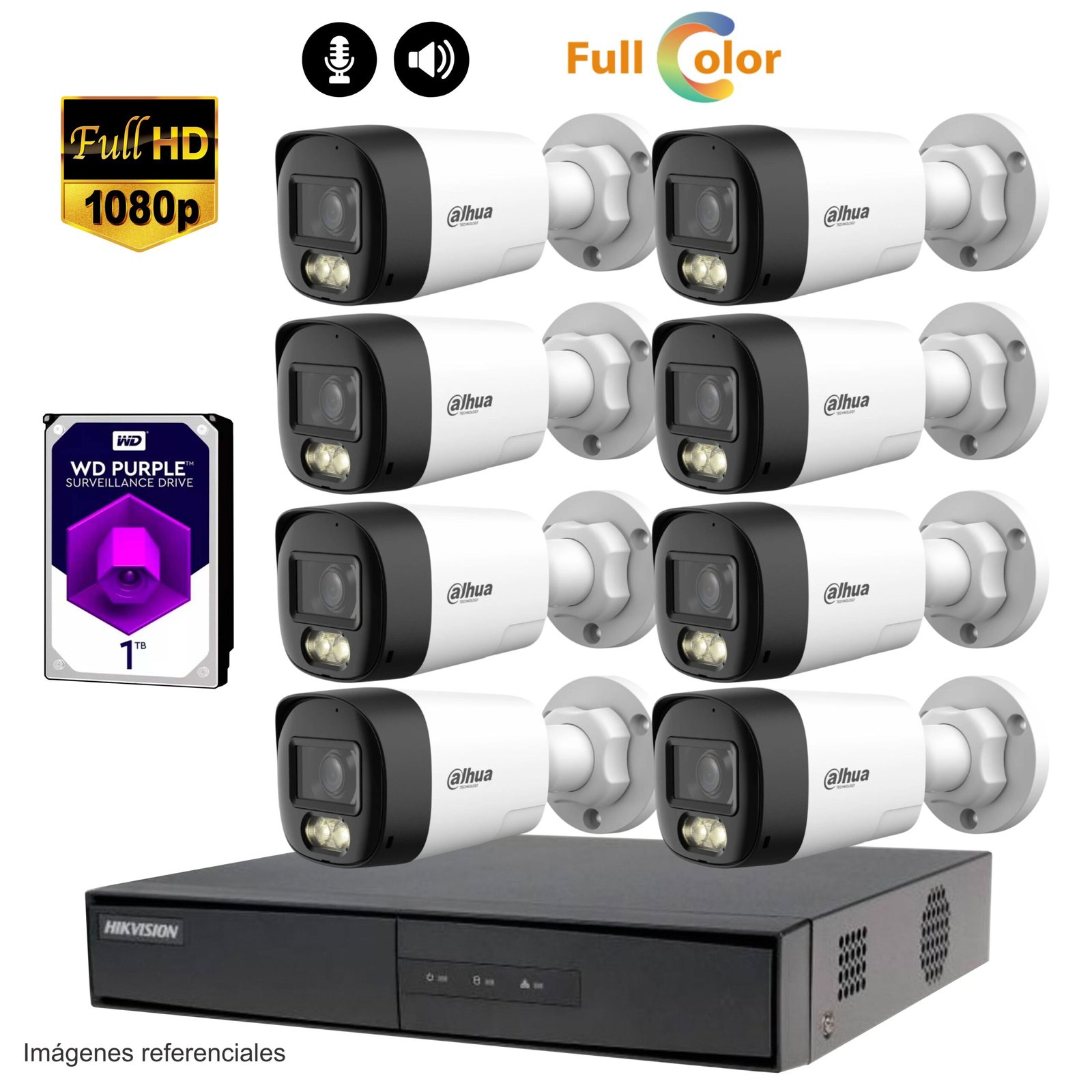 Kit 8 cámaras FULL HD + Smart Full Color – GRATIS 1TB